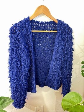 ASOS Ultraviolet Open Bobbleknit Popcorn Chenille Cardigan